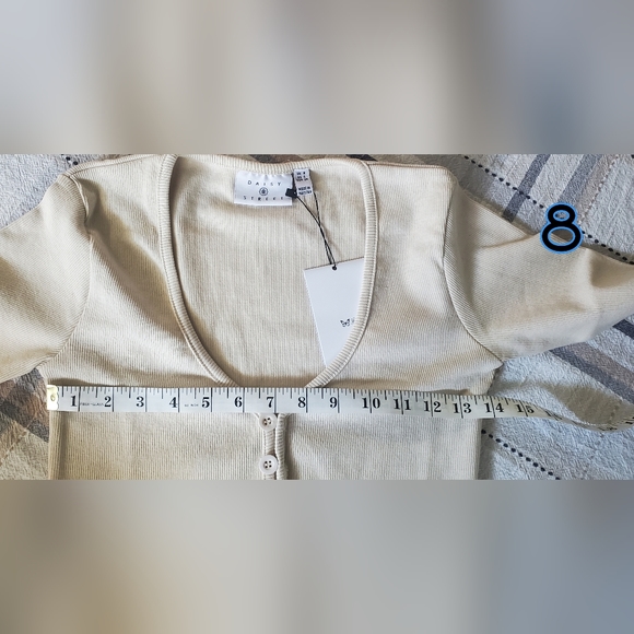 DAISY STREET RIBBED BEIGE CARDIGAN CROP TOP - Picture 8 of 9